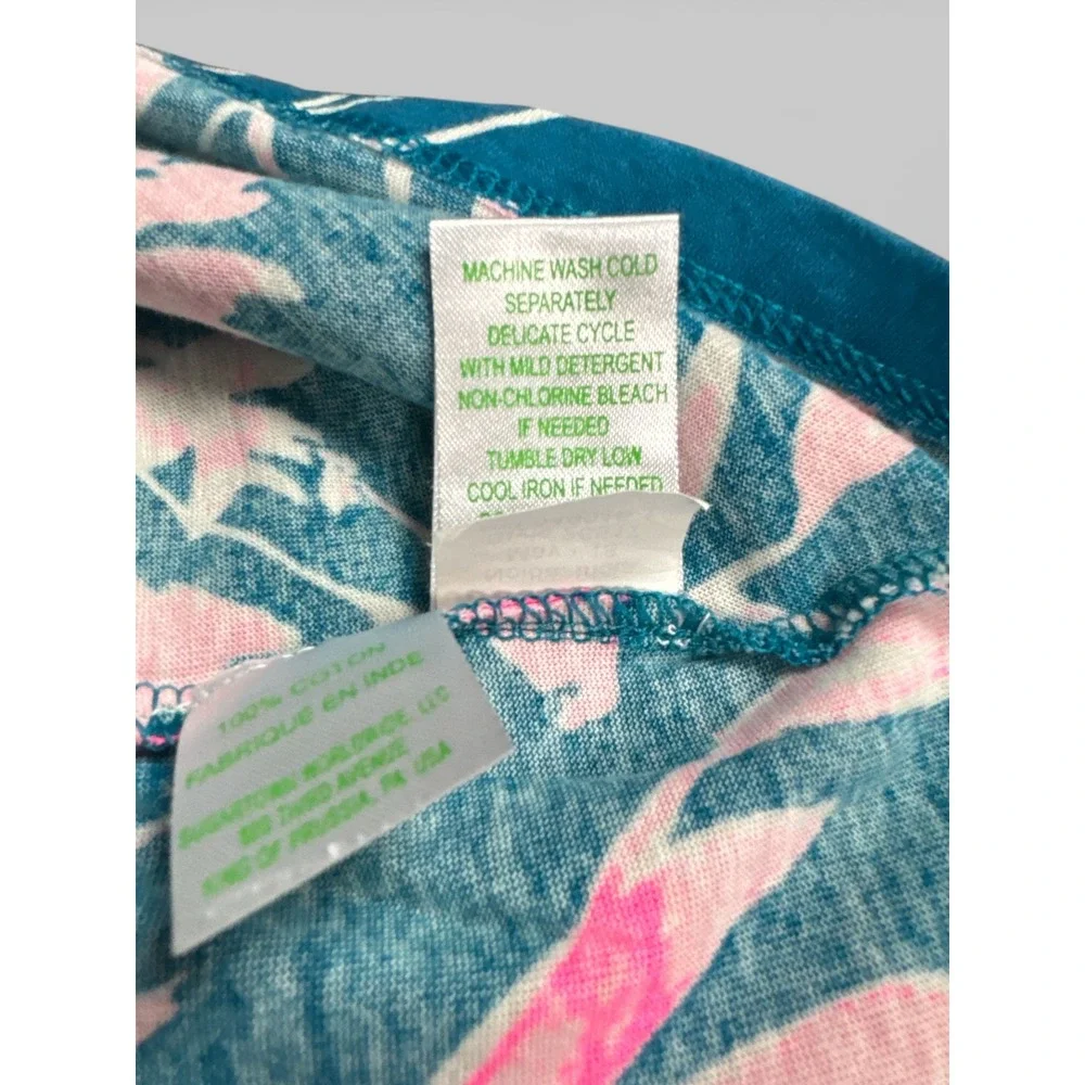 Lilly Pulitzer Girls Teal‎ Pink Tropical Print Shift Dress XL 12-14